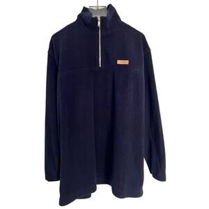 Lauren by Ralph Lauren Navy Ribbed Quarter-Zip Long-Sleeved Pullover Large